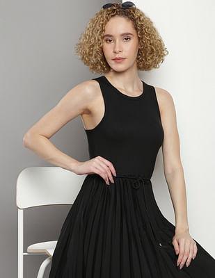 pleated midi tank dress