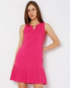 pleated mini flounce dress