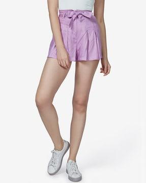 pleated mini skorts with waist tie