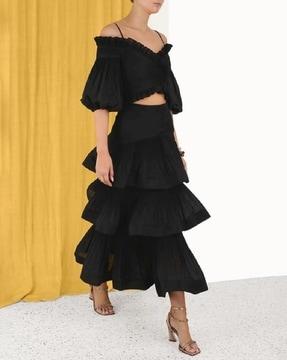 pleated off-shoulder top