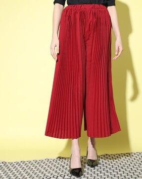 pleated palazzos with elasticated waist