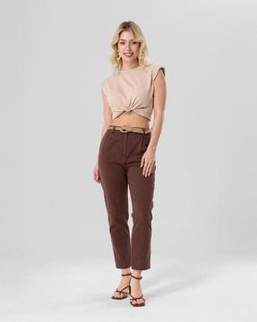 pleated pants with belt