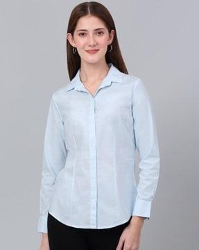 pleated regular fit shirt with spread collar