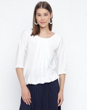 pleated round-neck top