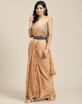 pleated saree with embroidered blouse piece