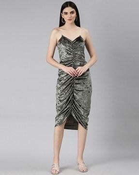 pleated sheath dress