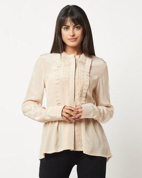 pleated shirt with flared hem
