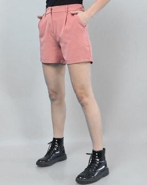 pleated shorts with insert pockets