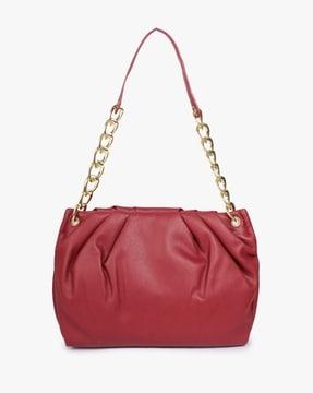 pleated shoulder bag with chain handle