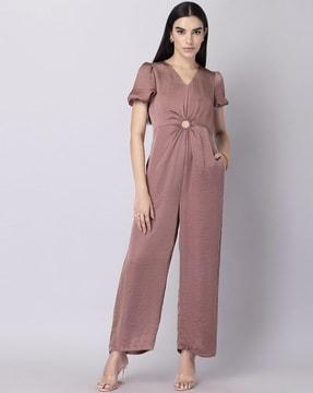 pleated side-cutout jumpsuit