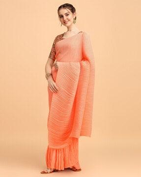 pleated silk saree