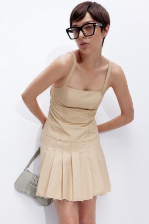 pleated-skirt low-back dress