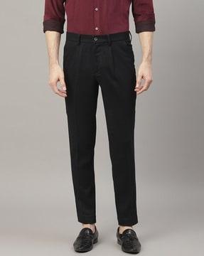 pleated slim fit pants with insert pockets