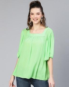 pleated square-neck top