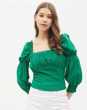 pleated square-neck top