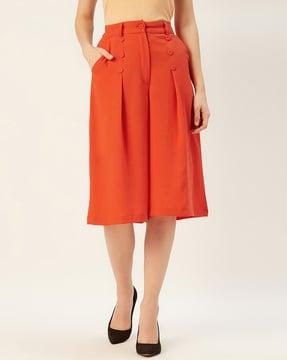 pleated straight fit palazzos with insert pockets