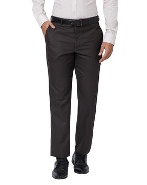 pleated straight fit trousers with insert pockets