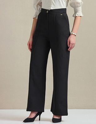 pleated straight fit trousers