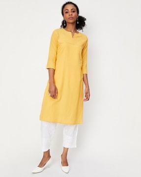 pleated straight kurta