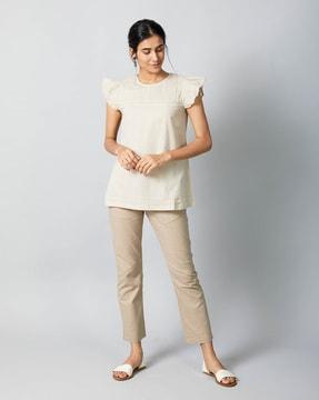 pleated top with cape sleeves