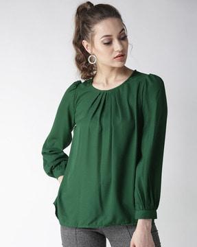 pleated top with cuffed sleeves