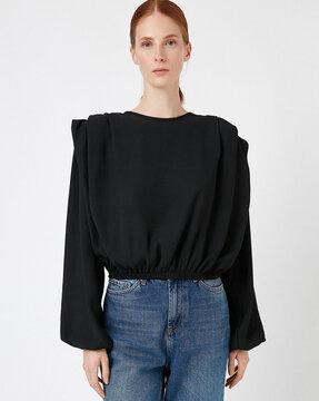 pleated top with puff sleeve