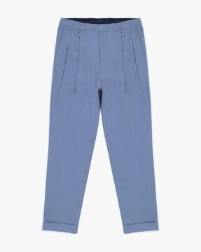 pleated trousers with back welt pockets