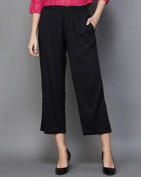 pleated trousers with elasticated waist