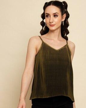 pleated v-neck cami top