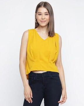 pleated v-neck crop top