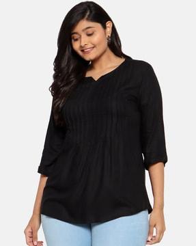 pleated v-neck top