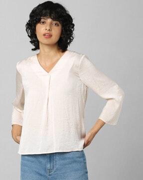 pleated v-neck top