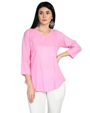 pleated v-neck top