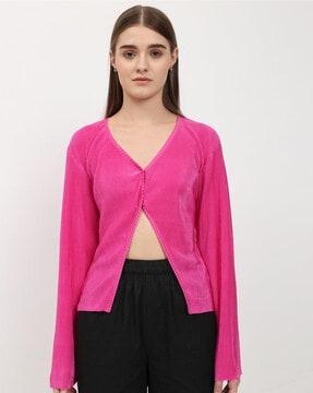 pleated v-neck top