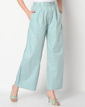 pleated wide-leg pants with insert pockets