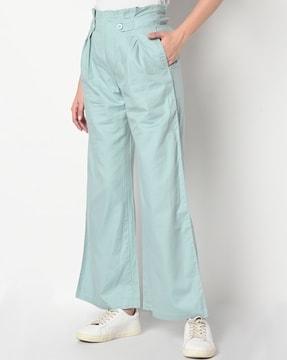 pleated wide-leg paperbag pants