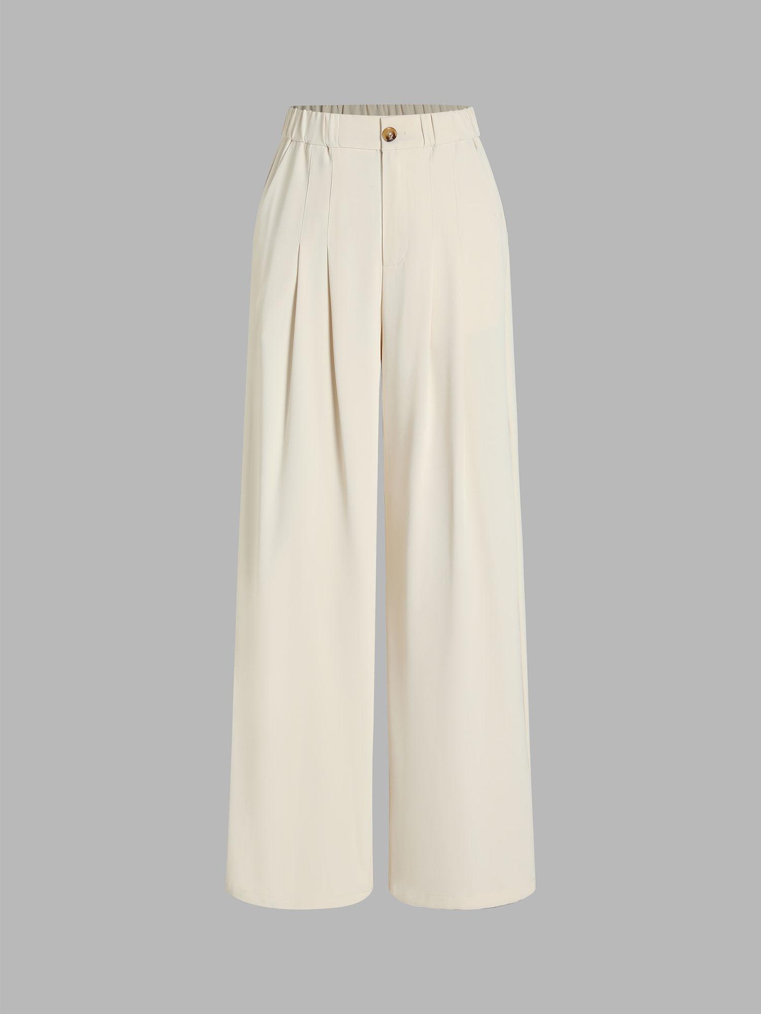 pleated wide leg trousers