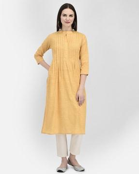 pleated yoke straight kurta