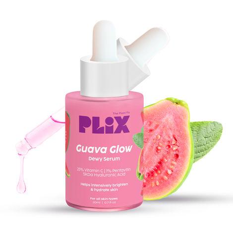 plix 23% vitamin c guava face serum for skin brightening, clear, glowing & even toned complexion | with hyaluronic acid & pentavitin, for women & men| for dry, combination, oily skin| 20ml