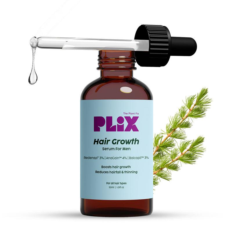 plix 3% redensyl hair growth serum with 4% anagain & 3% baicapil, reduces hair fall and thinning