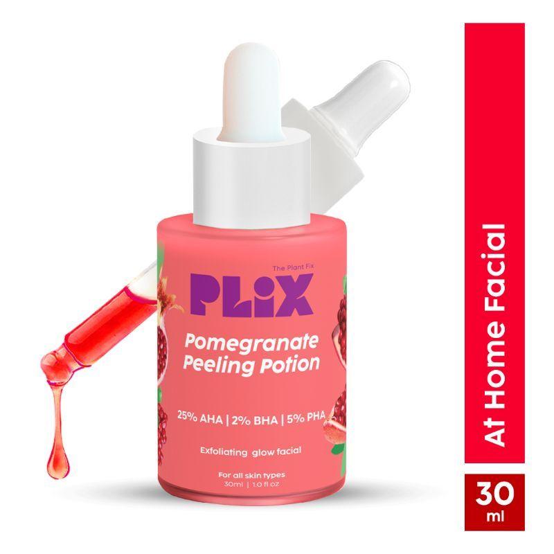 plix pomegranate peeling solution for glowing & even toned skin with 25% aha + 2% bha + 5% pha