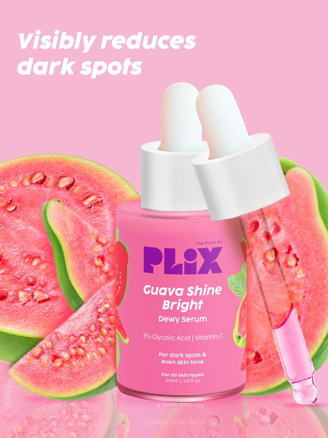 plix the plant fix guava shine bright dewy serum with 3% glycolic acid & vitamin c - 30ml