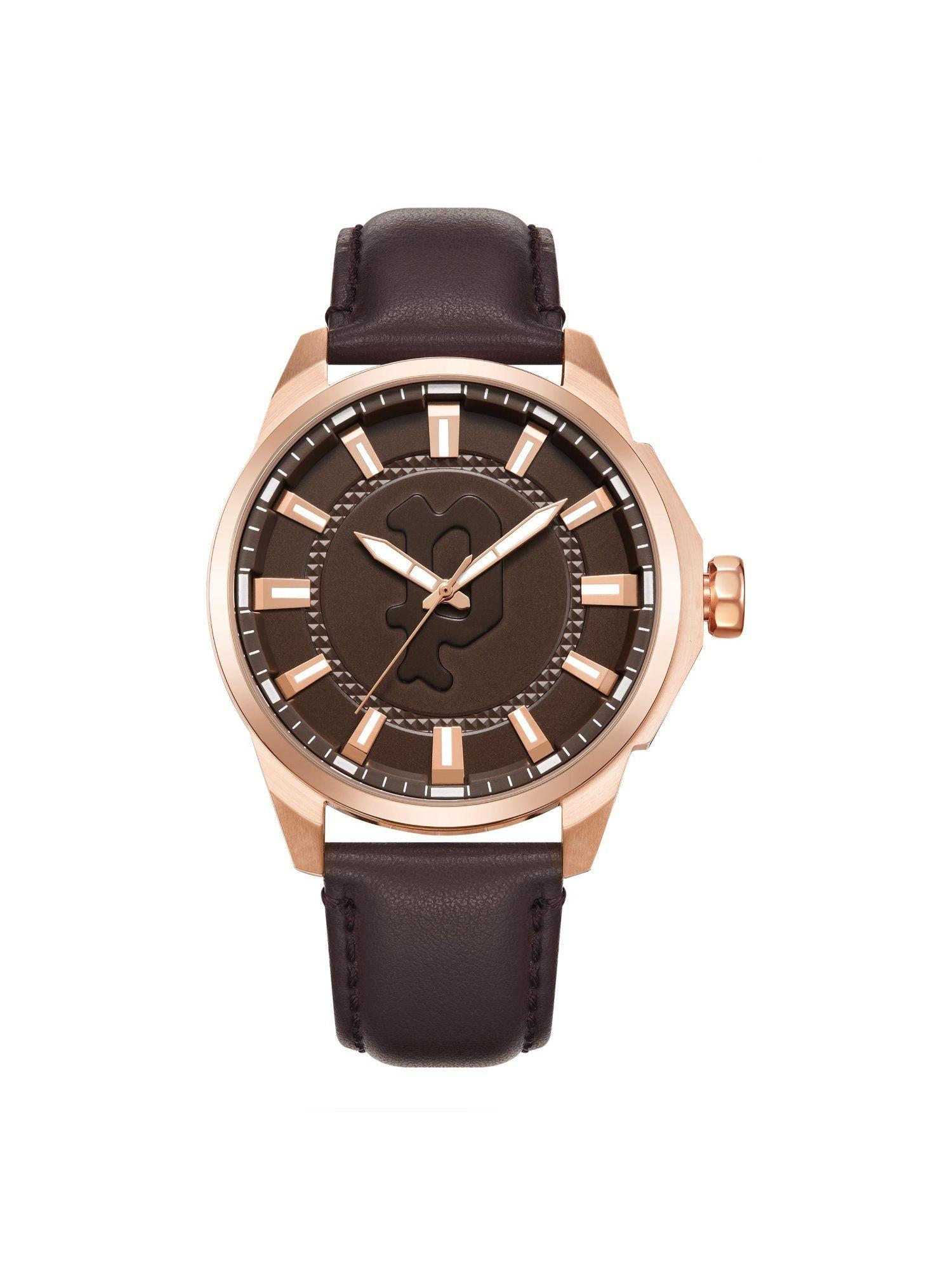 plpewja2204307 brown dial analog watch for men