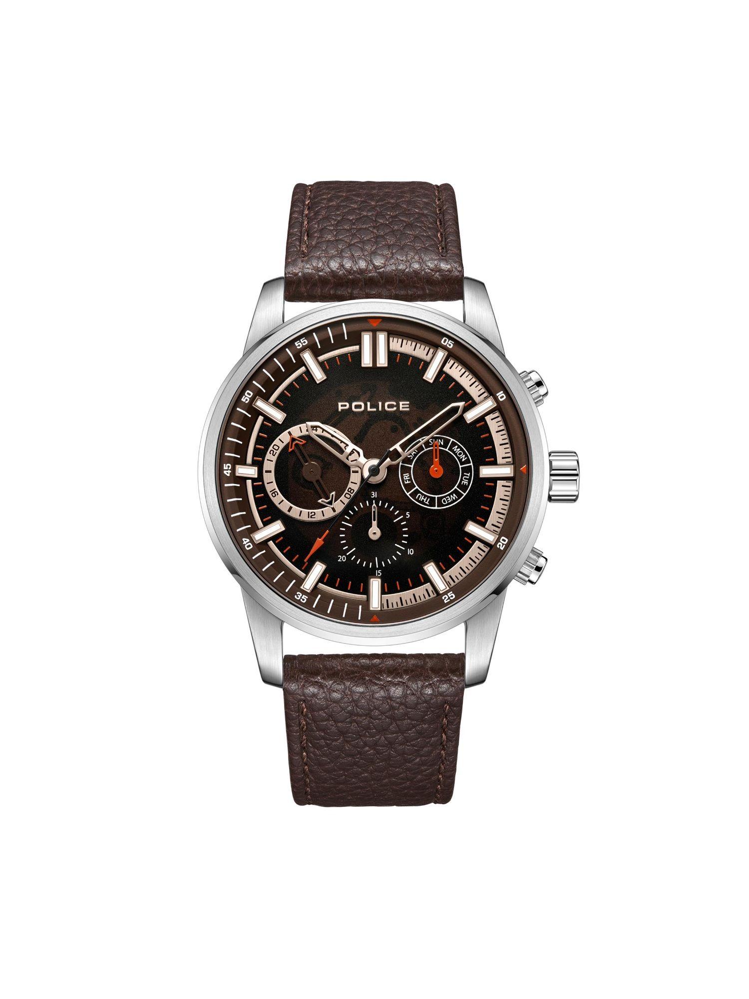 plpewjf2227006 brown dial multi function analog watch for men