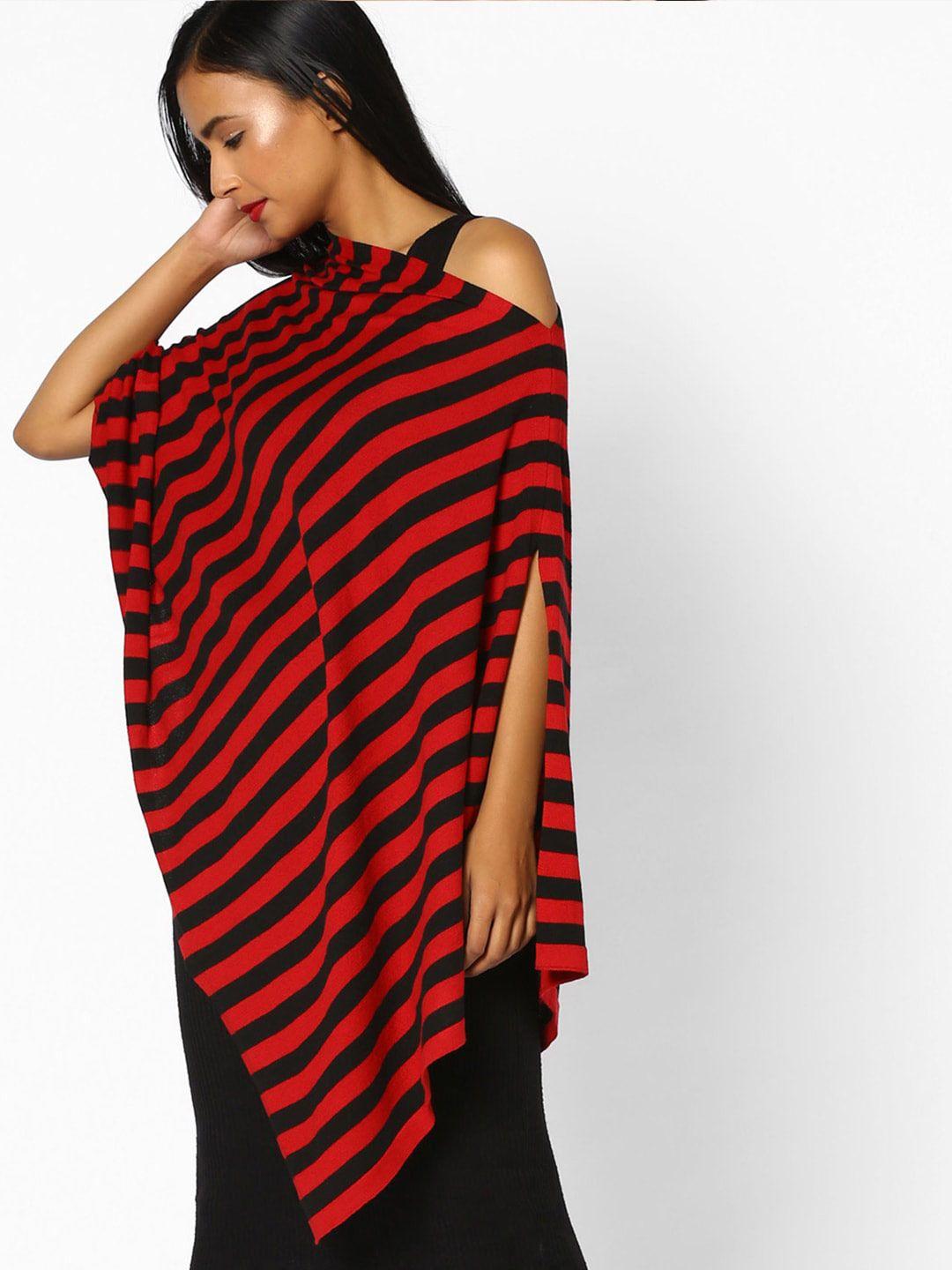 pluchi red striped slit sleeve cotton top