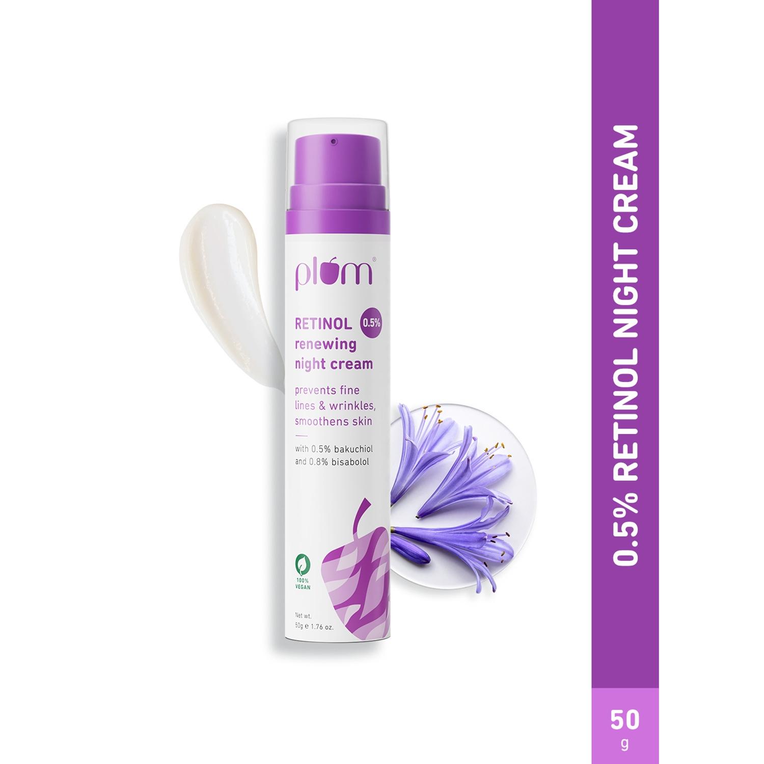 plum 0.5% retinol anti-aging night cream, boosting collagen, fighting wrinkles & fine lines (50ml)