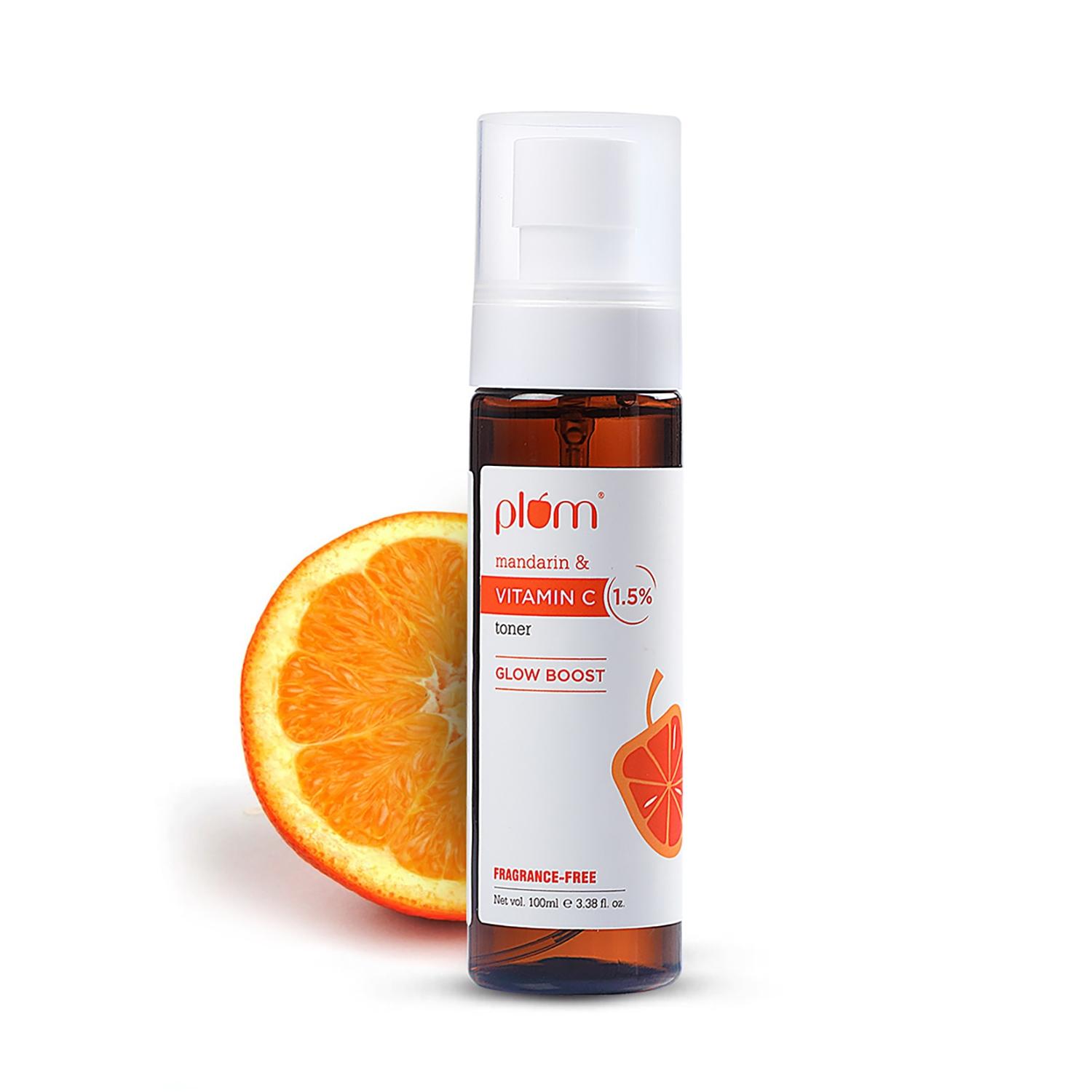 plum 1.5% vitamin c alcohol-free toner-mandarin & witch hazel for glow boost & open pores (100ml)