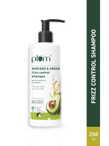 plum avocado & argan frizz control shampoo for curly, wavy, frizzy hair| with argan oil, avocado oil, aloe vera extract | reduces frizz, retains moisture, conditions strands