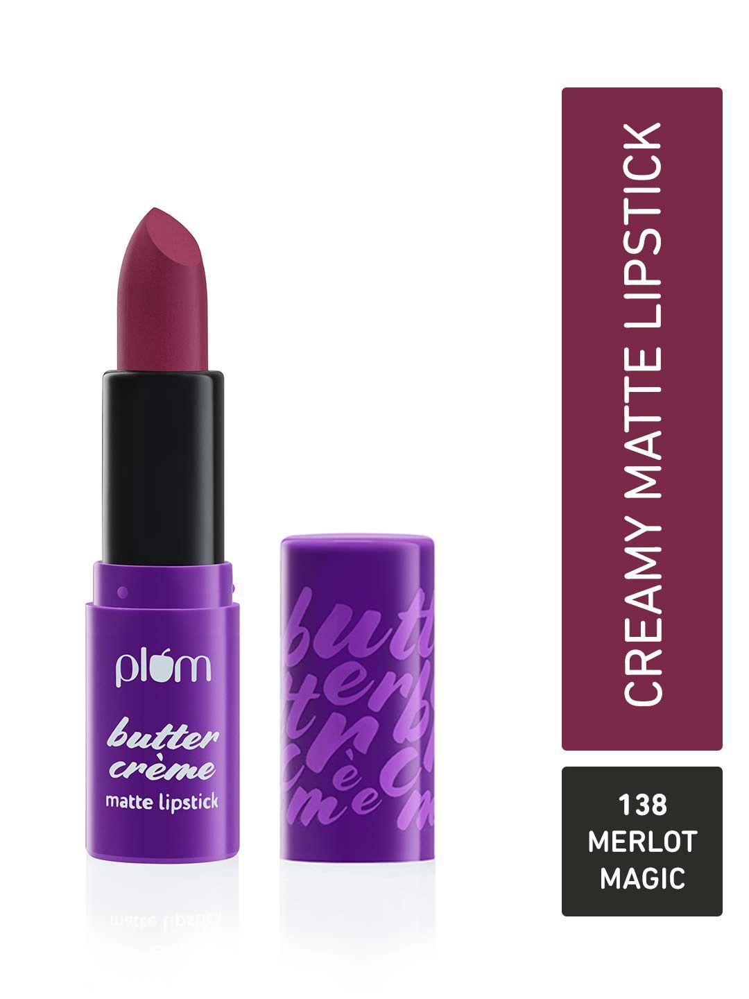 plum butter creme highly pigmented lightweight matte lipstick - merlot magic 138