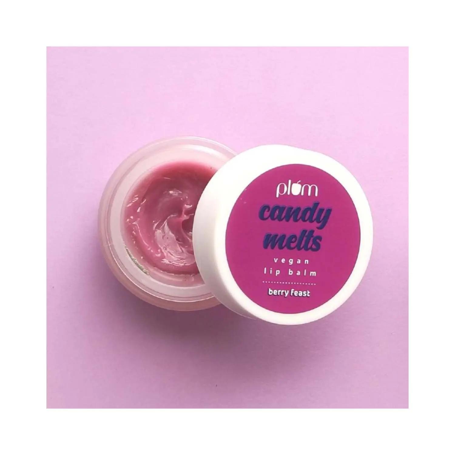 plum candy melts vegan lip balm berry feast, nourishes & protects, velvety smooth (12g)